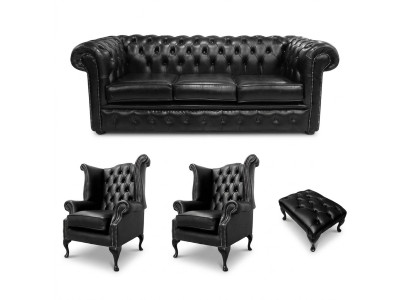 Ledersofa Textil Stoff Sofagarnitur Komplett Polster Sofa Couch Set Ohrensessel