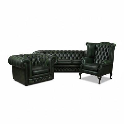 Ledersofa Sofa Couch Polster Chesterfield Set Echtleder Garnitur Sofas Couchen