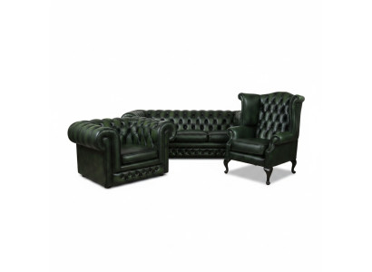 Ledersofa Sofa Couch Polster Chesterfield Set Echtleder Garnitur Sofas Couchen