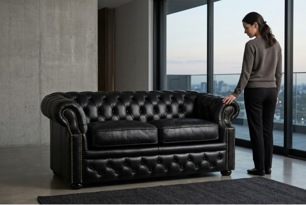 Sofa Couch Chesterfield Polster Sofas 2 Sitzer Leder Textil Lounge Club #289