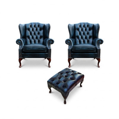2x Ohrensessel Sofa Fernseh 1 Sitzer Couch Polster Set Garnitur Neu Chesterfield
