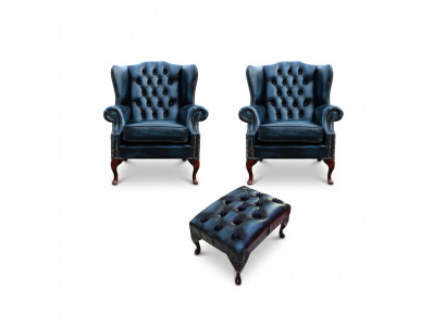 2x Ohrensessel Sofa Fernseh 1 Sitzer Couch Polster Set Garnitur Neu Chesterfield