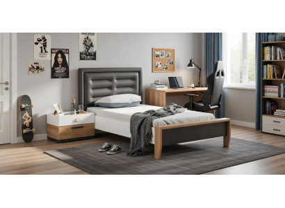 Schlafzimmer Set Bett mit Nachttisch für modernen Komfort
