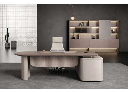 Modernes Büromöbel-Set: Chefschreibtisch, Büroschrank & Sessel