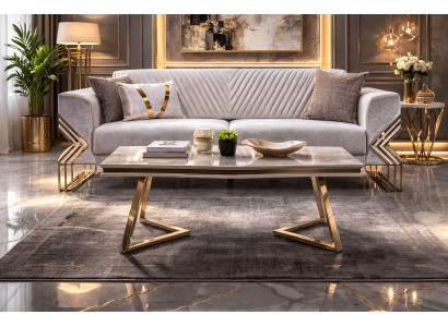 Komfortabler 3-Sitzer Luxuriöser Couchtisch Modernes Wohnzimmer Set