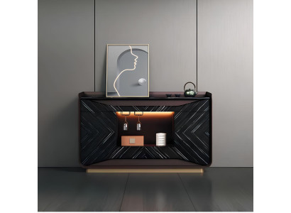 Braun-Schwarzes Sideboard Luxuriöse Anrichte Robuste Holzmöbel