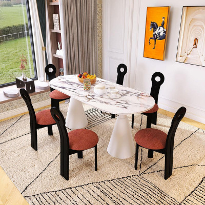 Essgruppe Luxuriöses Esstisch mit 6x Stühlen Modernes Möbel Set 7tlg