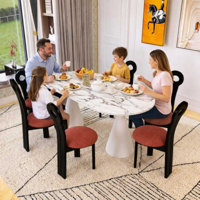 Essgruppe Luxuriöses Esstisch mit 6x Stühlen Modernes Möbel Set 7tlg