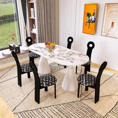 Essgruppe Luxuriöses Esstisch mit 6x Stühlen Modernes Möbel Set 7tlg