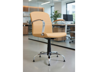 Komfortabler Bürosessel Beige mit stabilem Metallrahmen