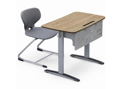 Schulbank NovaLine mit ergonomischem Stuhl und Holzdekor Oberfläche