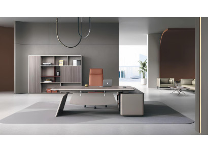 Robustes Büro-Set Designer Schreibtisch Exklusives Bücherregal 2tlg
