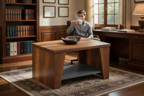 Couchtisch aus Holz mit Ablagefach für Wohnzimmer und Büro