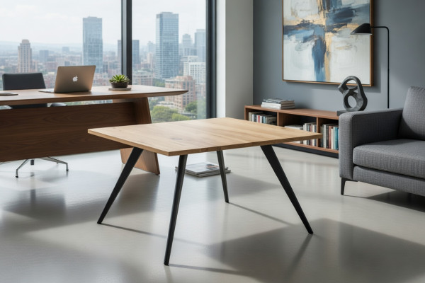 Couchtisch Holz modern mit stabilen Metallbeinen