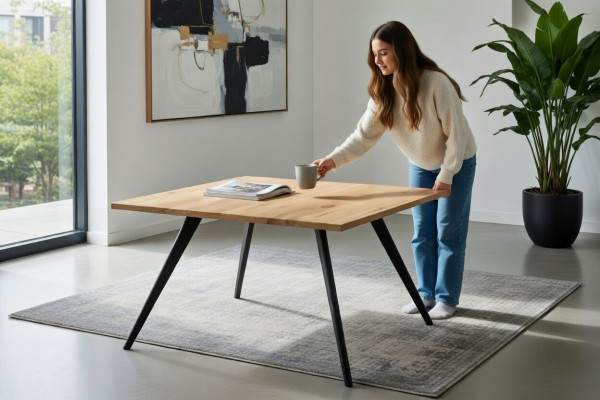 Couchtisch Holz modern mit stabilen Metallbeinen