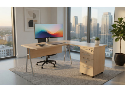 Moderner Eckschreibtisch Holz Mit Tumba Und Schloss Büro