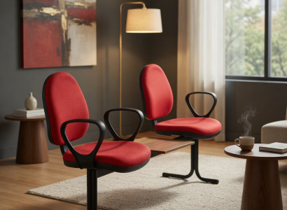 Zwei Sitzer Bürostuhl Rot Mit Tisch Armlehnen Büro Design