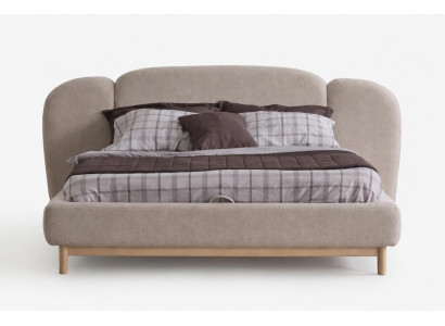 Polsterbett mit sanften Kurven, Holzbeinen und modernem Design