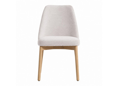 Moderner Bouclé Polsterstuhl mit eleganten Holzbeinen aus Eiche
