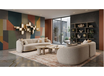 Stilvolles Wohnzimmer-Set 3-Sitzer-Sofa Couchtisch beige Wohnzimmermöbel