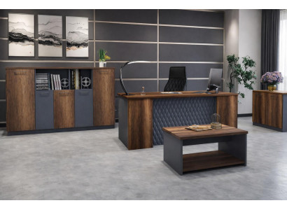 Braun-Graue Arbeitszimmer Garnitur Komplette Büro Ausstattung 4tlg