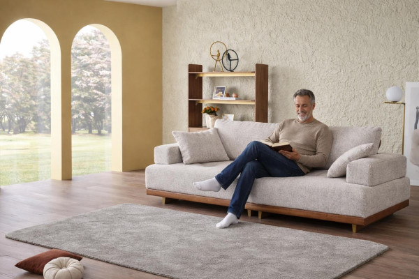 3-Sitzer Sofa Moderner Stil Stoffbezug Weiches Sofa Eleganter Stil