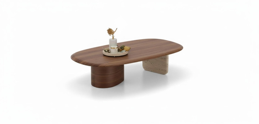 Couchtisch Moderner Stil Braune Farbe Minimalistisches Design Holzrahmen