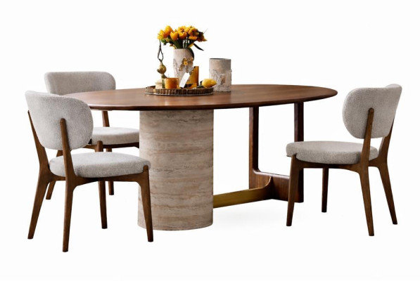 Esszimmer-Set Modernes Stil Beigefarbene Holzrahmen Elegantes Design
