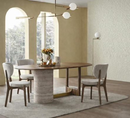 Esszimmer-Set Modernes Stil Beigefarbene Holzrahmen Elegantes Design