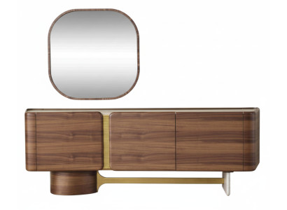 Konsole mit Spiegel Moderner Stil Braun Holzkonsole Geräumige Regale