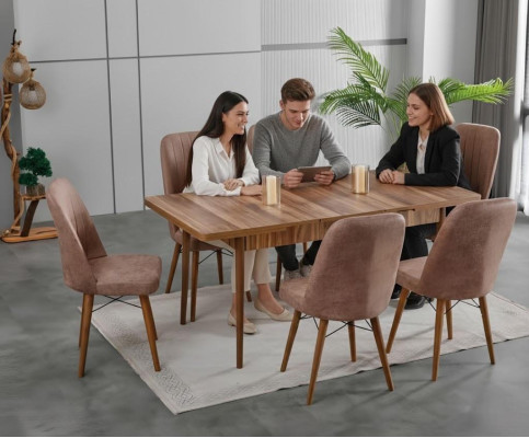 Esszimmer Essgruppen Esstisch Stühle Modern Braun Holz Rechteckig