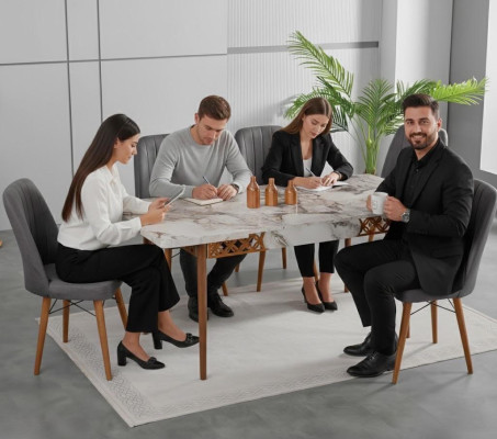 Esszimmer Essgruppen Esstisch Stühle Rechteckig Weiß Grau Komfort