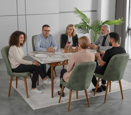 Esszimmer Essgruppen Esstisch Stühle Rechteckig Mramor Weiß Grau