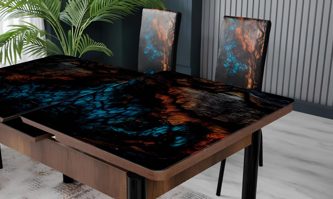Esszimmer Essgruppen Esstisch Stühle Rechteckig Mehrfarbig Modern