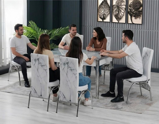 Esszimmer Essgruppen Esstisch Stühle Rechteckig Modern Weiß Komfort