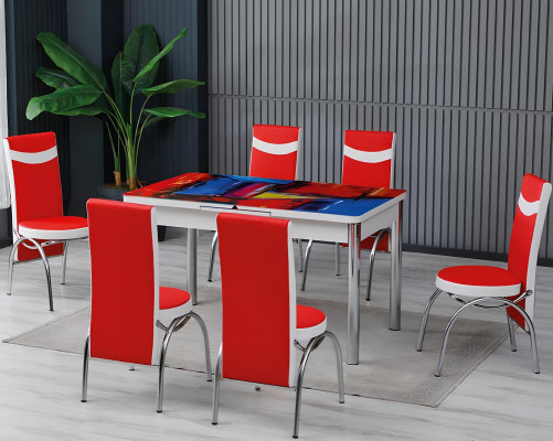 Esszimmer Essgruppen Esstisch Stühle Rechteckig Modern Mehrfarbig