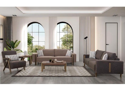 Braunes Sofa Set Exklusive Polstersofas Designer Sessel Edle Möbel