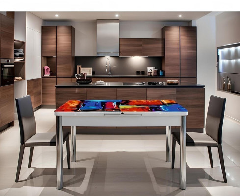 Esszimmer Esstisch Mehrfarbig Marmor Aluminium Tisch Rechteckig Modern