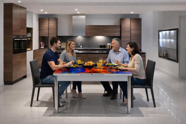 Esszimmer Esstisch Mehrfarbig Marmor Aluminium Tisch Rechteckig Modern