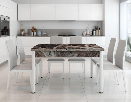 Esszimmer Esstisch Modern Grau Weiß Rechteckig Mramor Aluminium Neu