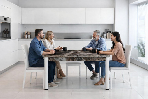 Esszimmer Esstisch Modern Grau Weiß Rechteckig Mramor Aluminium Neu