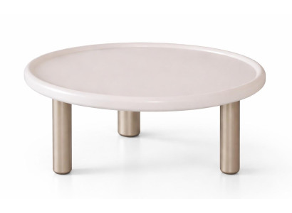 Mittlerer Tisch Weiß Farbe Moderner Metallgestell Metallplatte Oval Neu