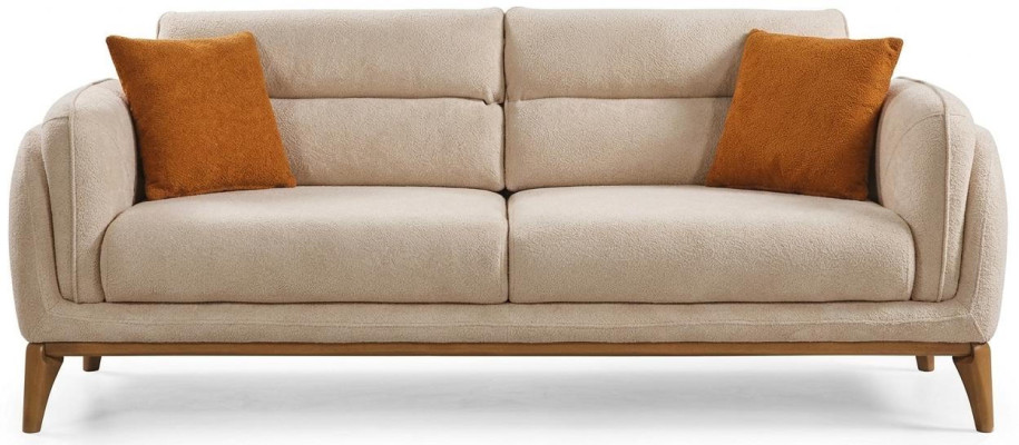 3-Sitzer-Sofa Beige Farbe Moderner Stil Weiche Armlehnen Holzrahmen Neu