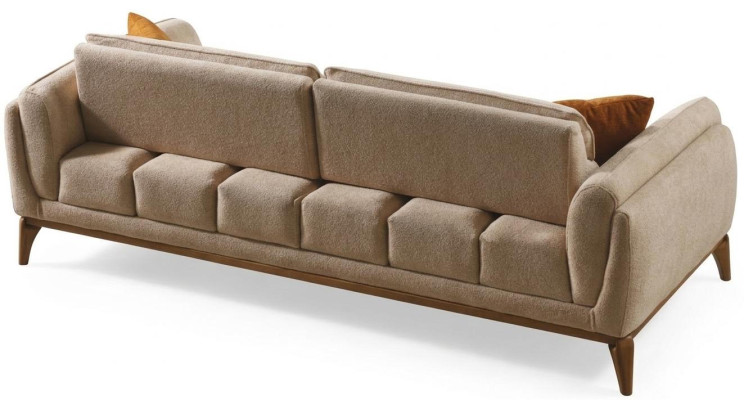 3-Sitzer-Sofa Beige Farbe Moderner Stil Weiche Armlehnen Holzrahmen Neu
