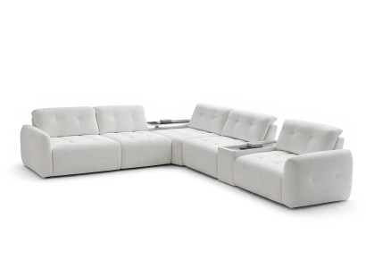 Ecksofa Weiß Farbe Moderner Stil Weiche Armlehnen Beistelltisch Neu