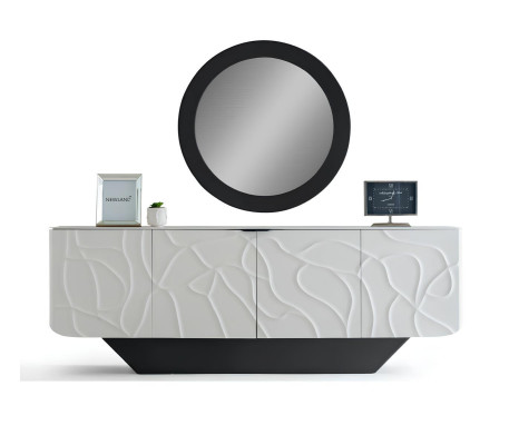 Esszimmer-Set Tisch Konsoltisch Schwarz Weiß Spiegel Moderner Stil Neu