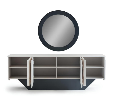 Esszimmer-Set Tisch Konsoltisch Schwarz Weiß Spiegel Moderner Stil Neu