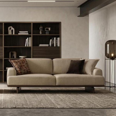 3-Sitzer Sofa Moderner Stil Beige Weiche Polsterung Elegantes Design