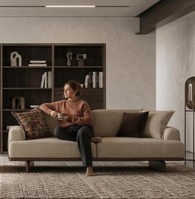 3-Sitzer Sofa Moderner Stil Beige Weiche Polsterung Elegantes Design