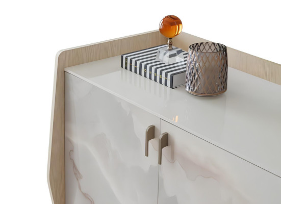 Esszimmer-Set Tisch Konsoltisch Spiegel Beige Farbe Moderner Stil Neu